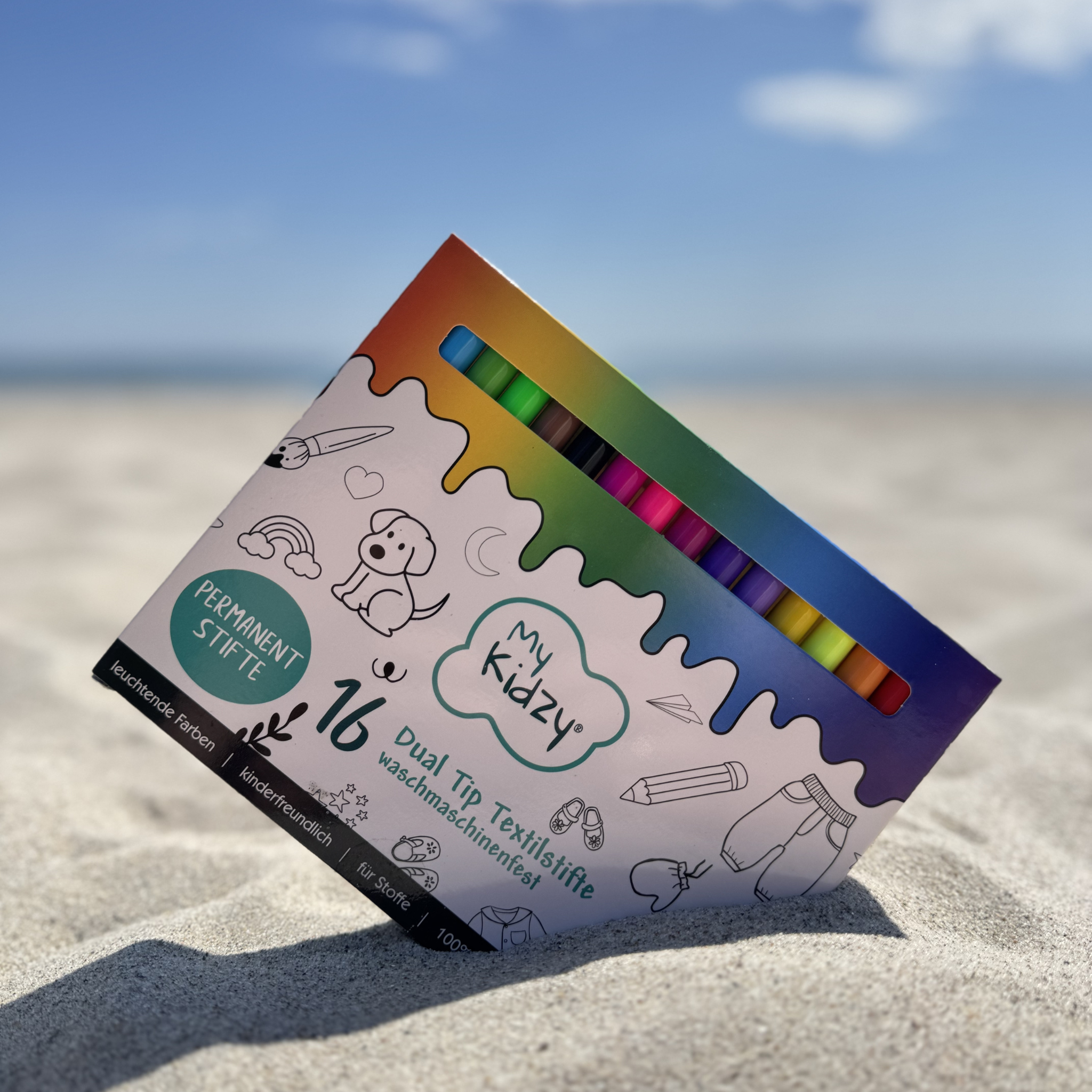 MyKidzy Textilstifte Dual Tip – Waschbar oder Permanent | Ideal zum Ausmalen unserer Pyjamas