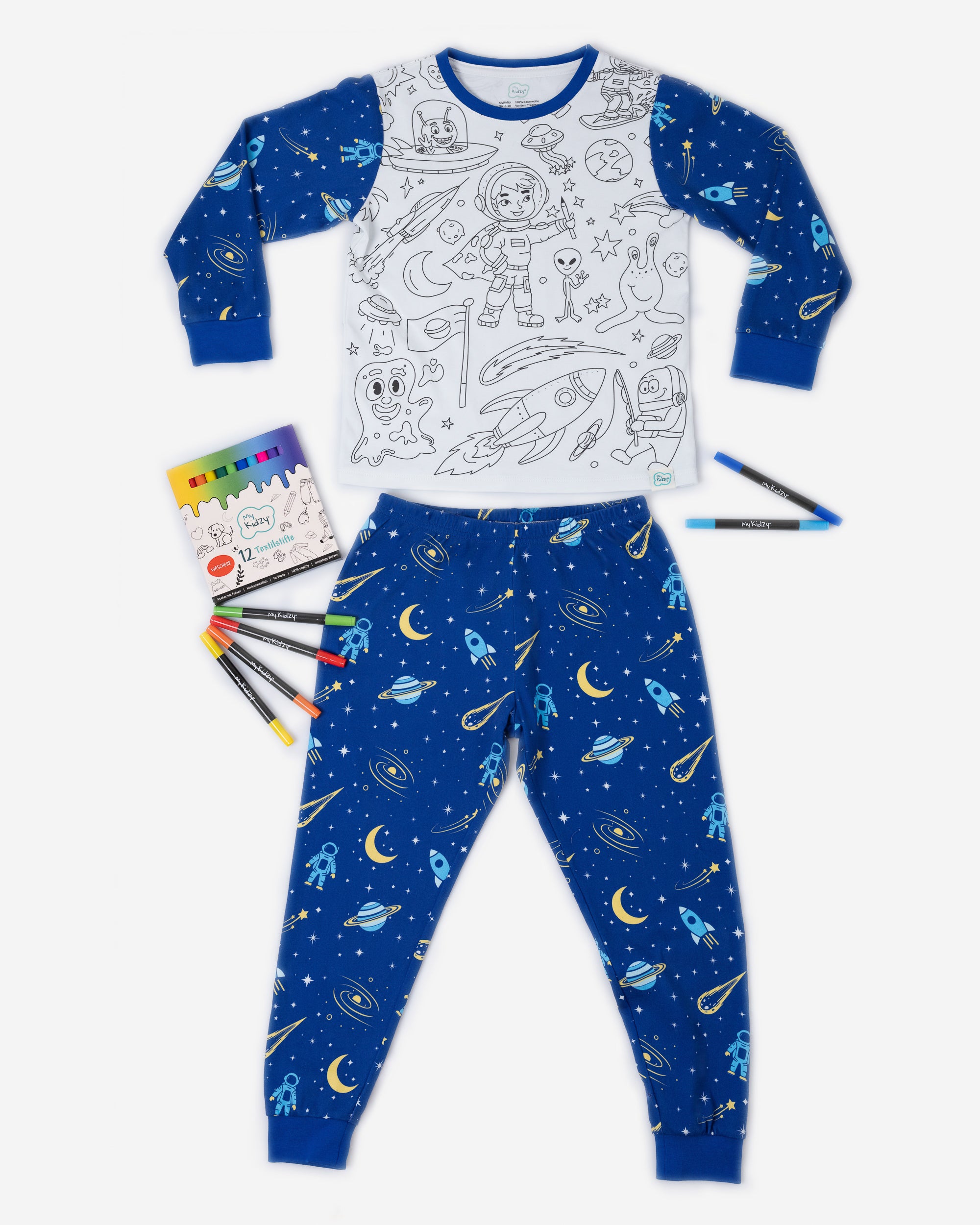 Ausmal-Pyjama für Kinder – Astro Zane | OEKO-TEX® | von MyKidzy