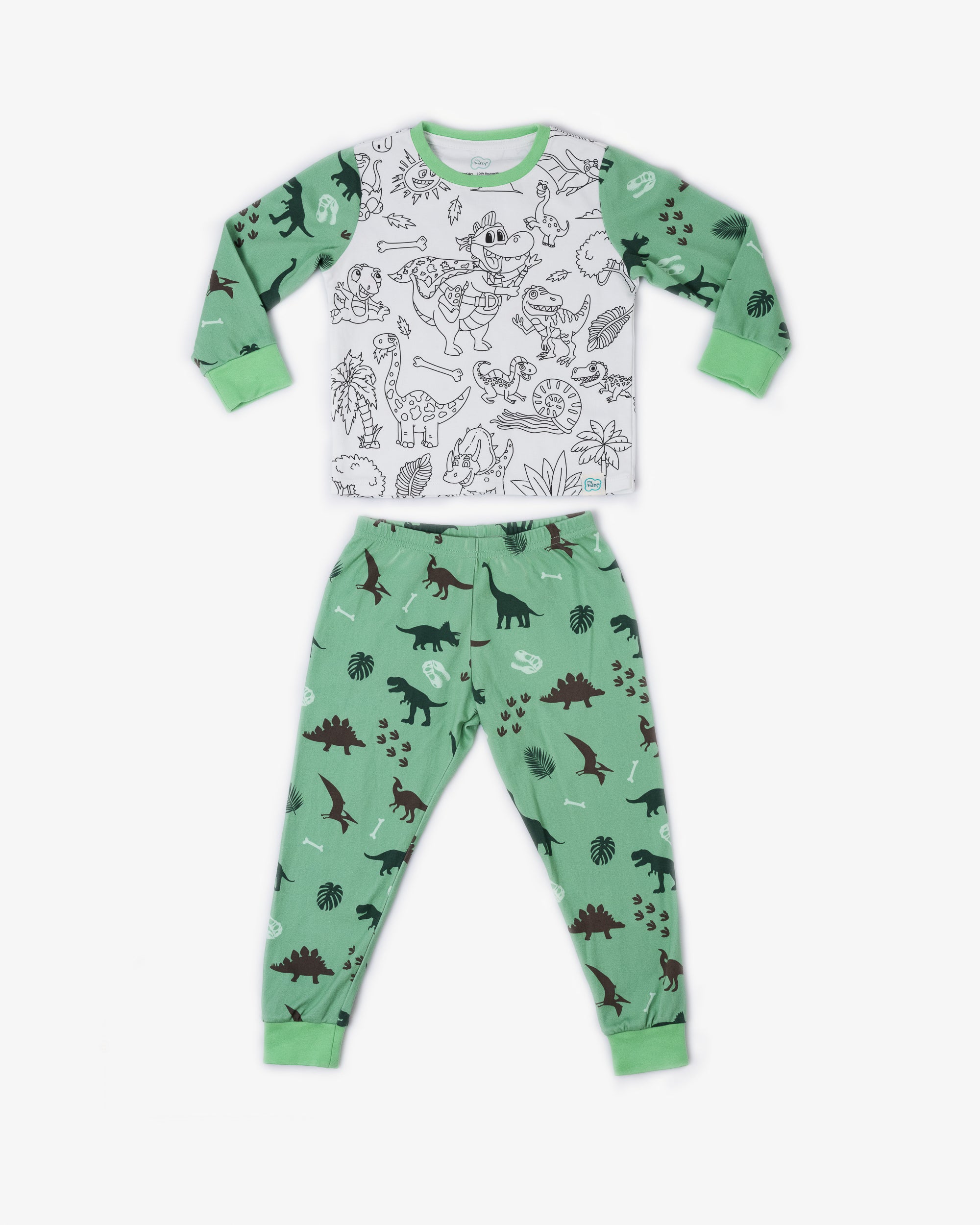 Ausmal-Pyjama für Kinder – Dino Darlo | OEKO-TEX® | von MyKidzy
