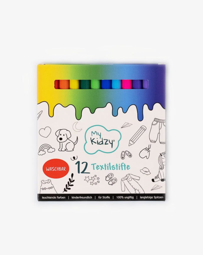 MyKidzy Textilstifte Dual Tip – Waschbar oder Permanent | Ideal zum Ausmalen unserer Pyjamas