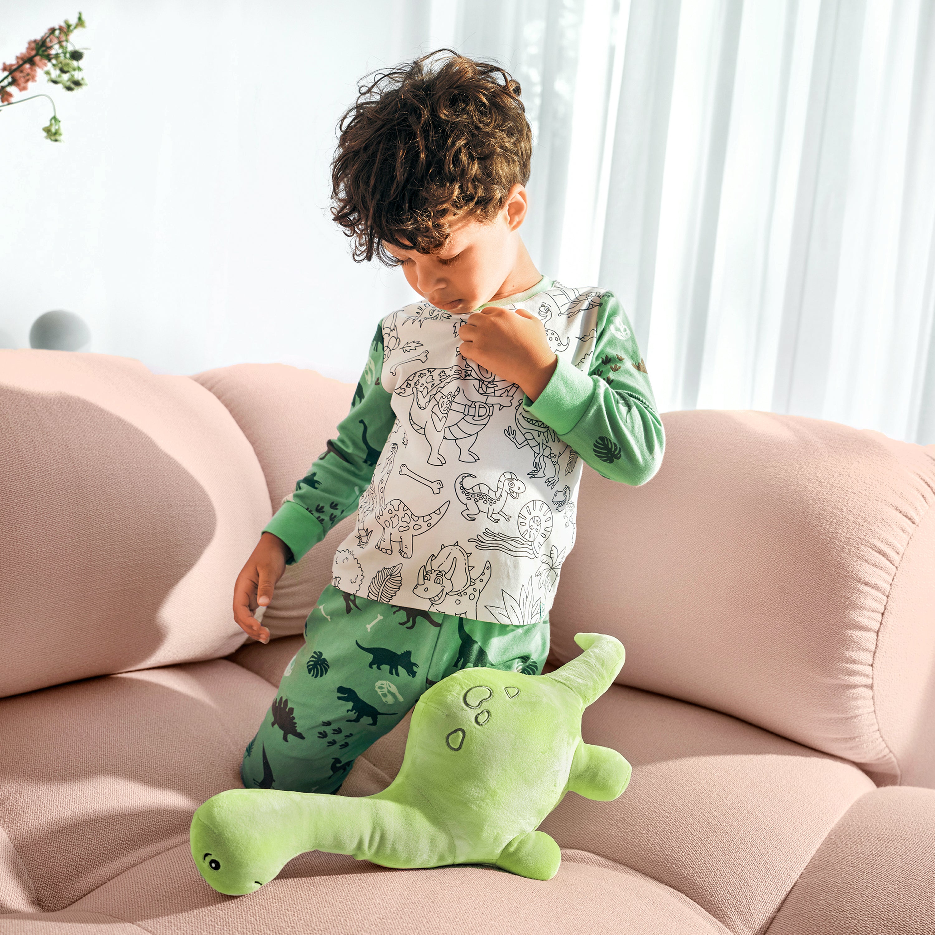 Ausmal-Pyjama für Kinder – Dino Darlo | OEKO-TEX® | von MyKidzy