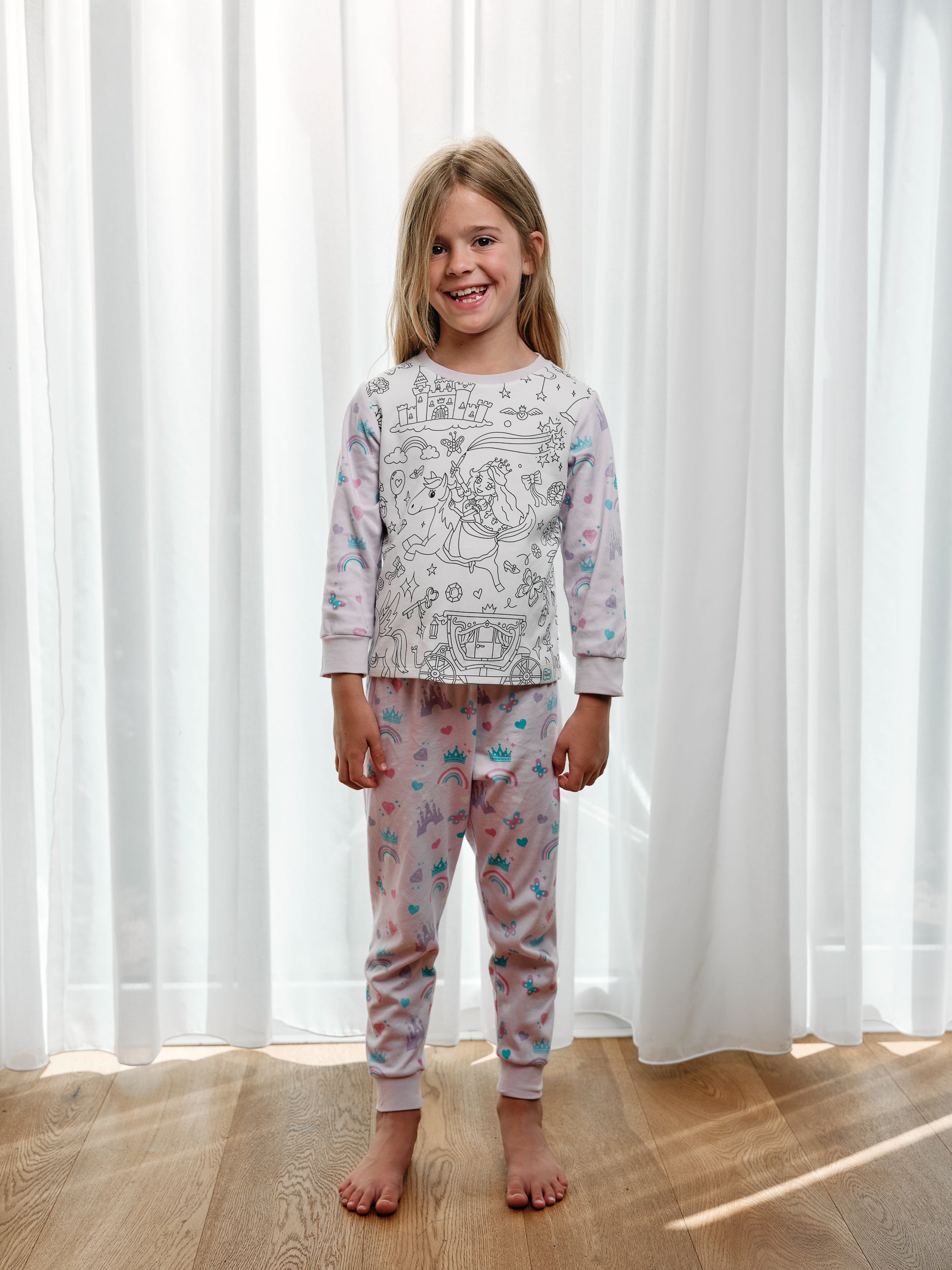 Ausmal-Pyjama für Kinder – Prinzessin Lunea | OEKO-TEX® | von MyKidzy