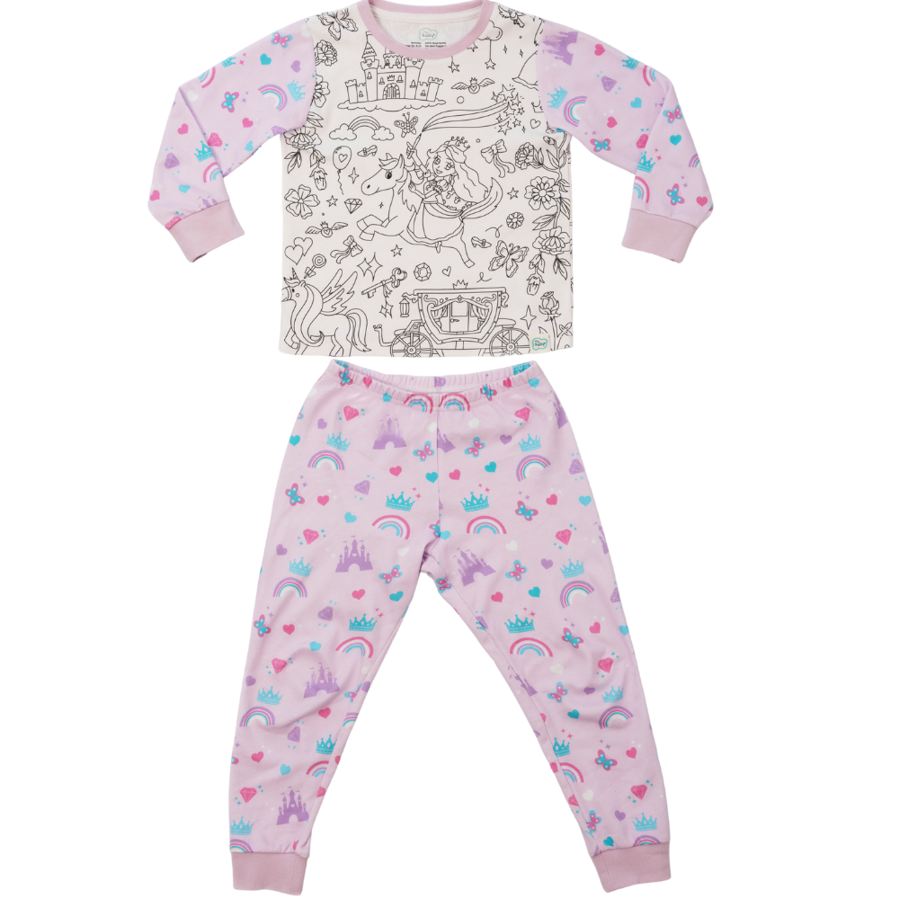 Ausmal-Pyjama für Kinder – Prinzessin Lunea | OEKO-TEX® | von MyKidzy